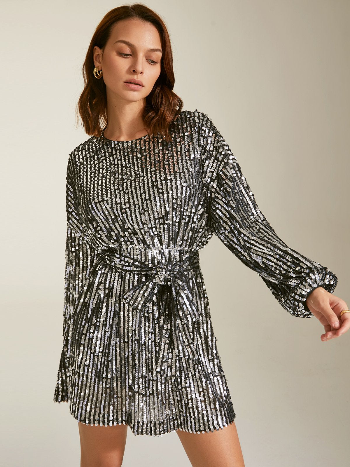 Disco Glitz Long Sleeve Mini Dress