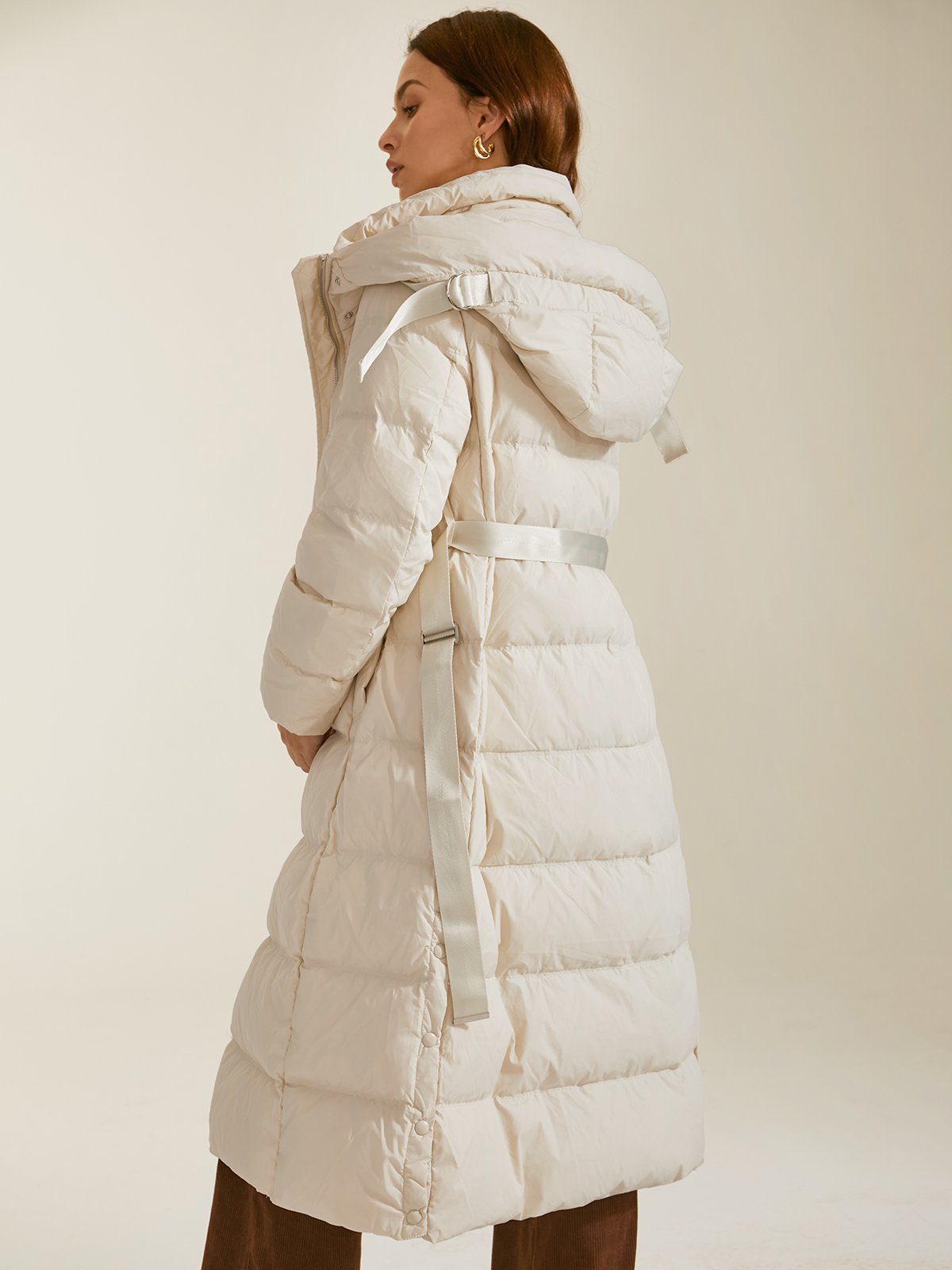 Belted Long Down Puffer Coat Cost last