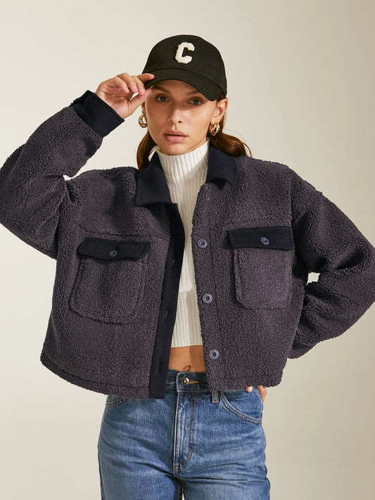 Cropped Collared Sherpa Jacket