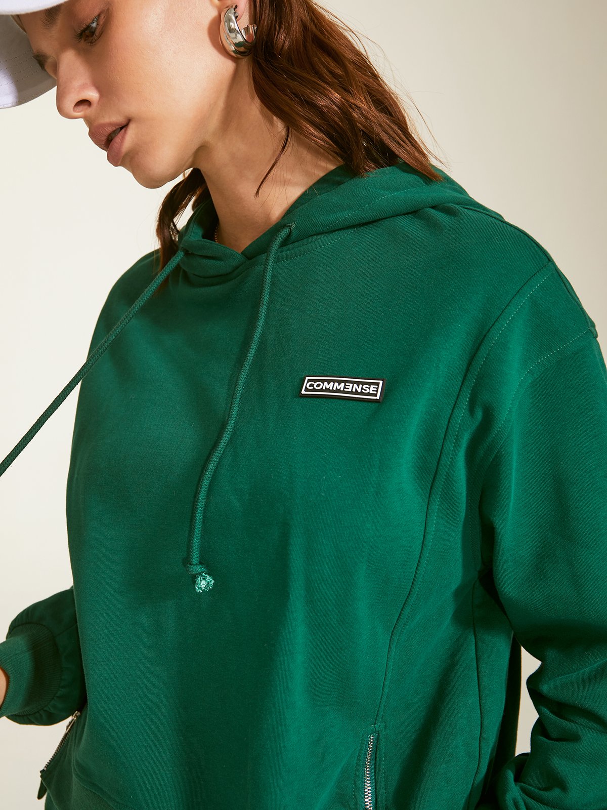 Cropped Hoodie with Side Zippers