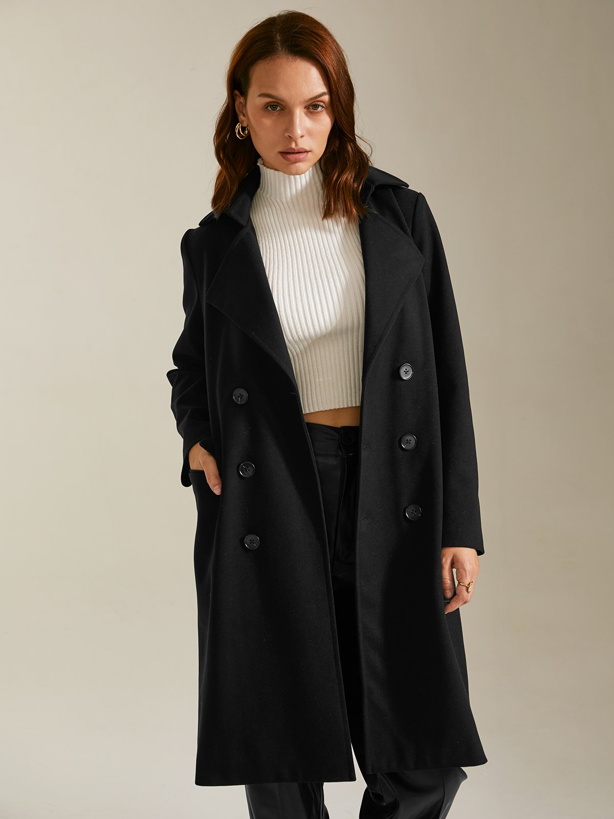 Double Breasted Collared Overcoat