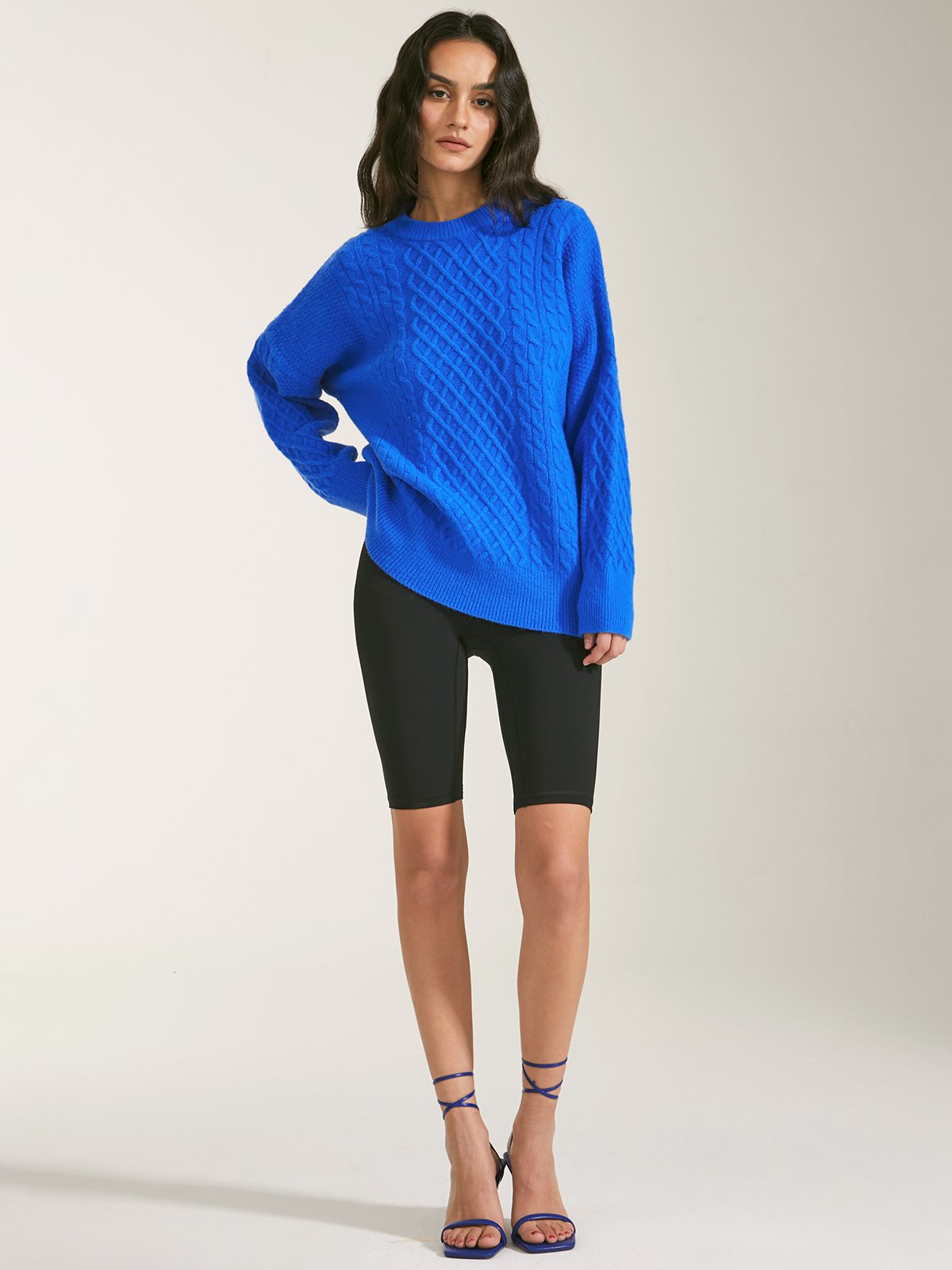 Oversized Grid Knit Sweater