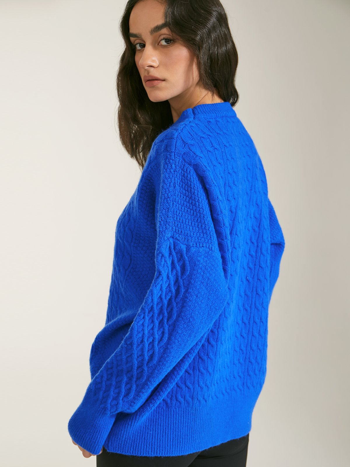 Oversized Grid Knit Sweater