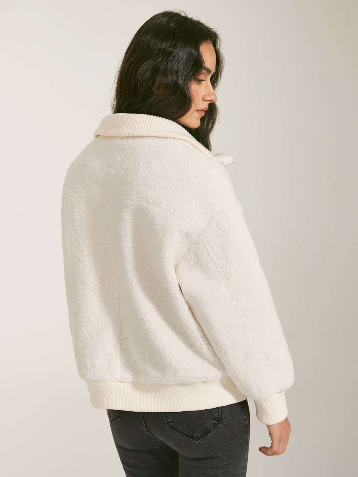 Knit Sherpa Zip Up Jacket