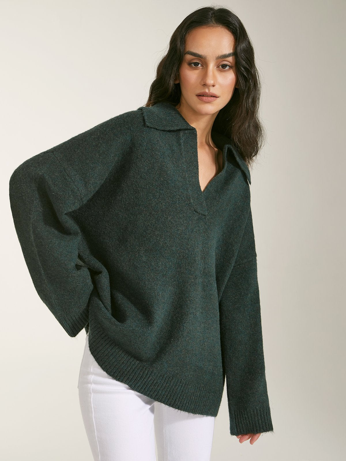 Oversized Wool Collared Sweater