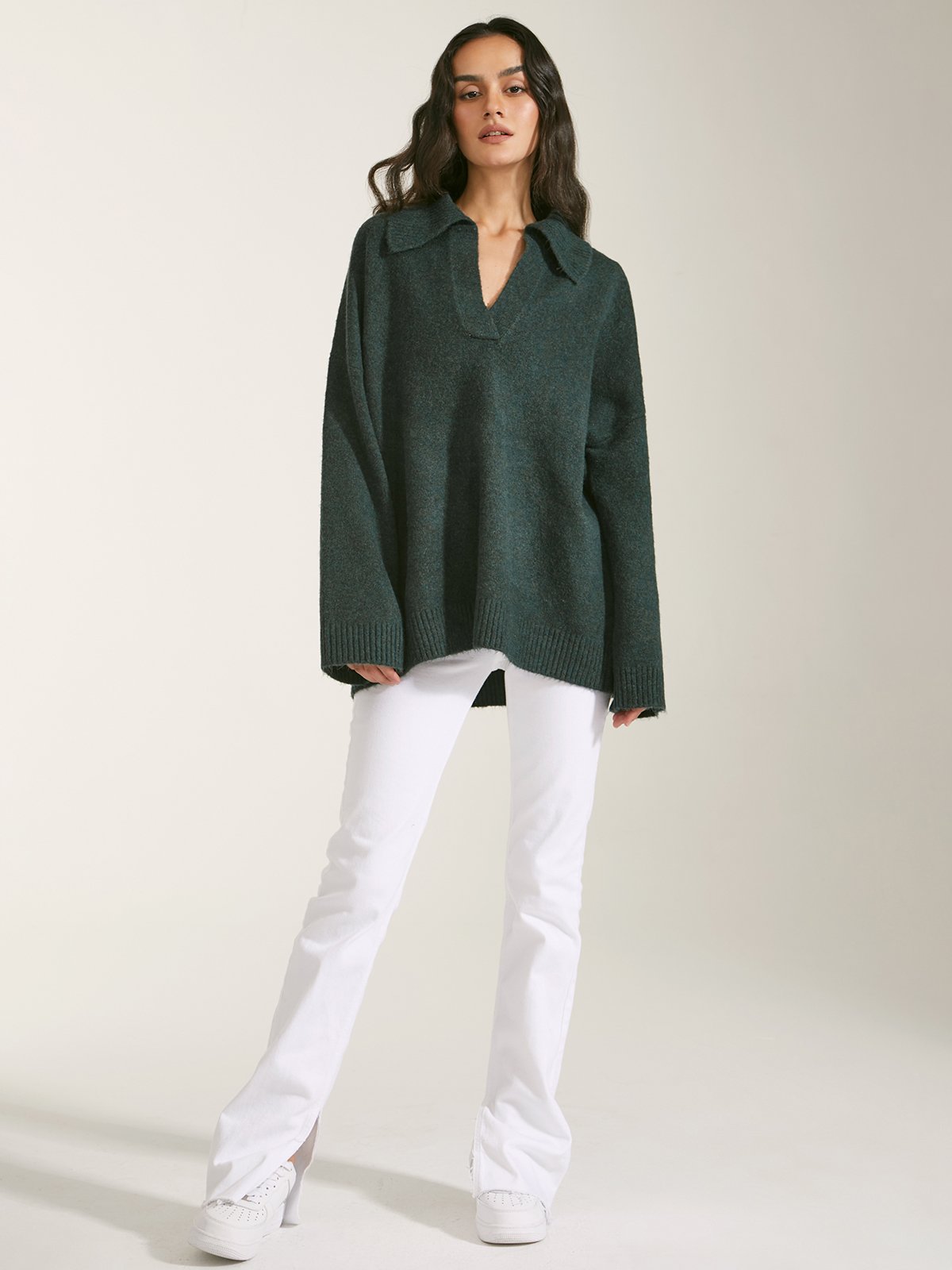 Oversized Wool Collared Sweater