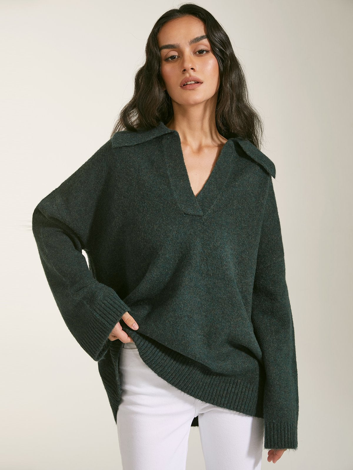 Oversized Wool Collared Sweater