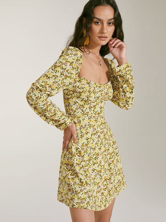 Floral Sweetheart Long Sleeve Dress