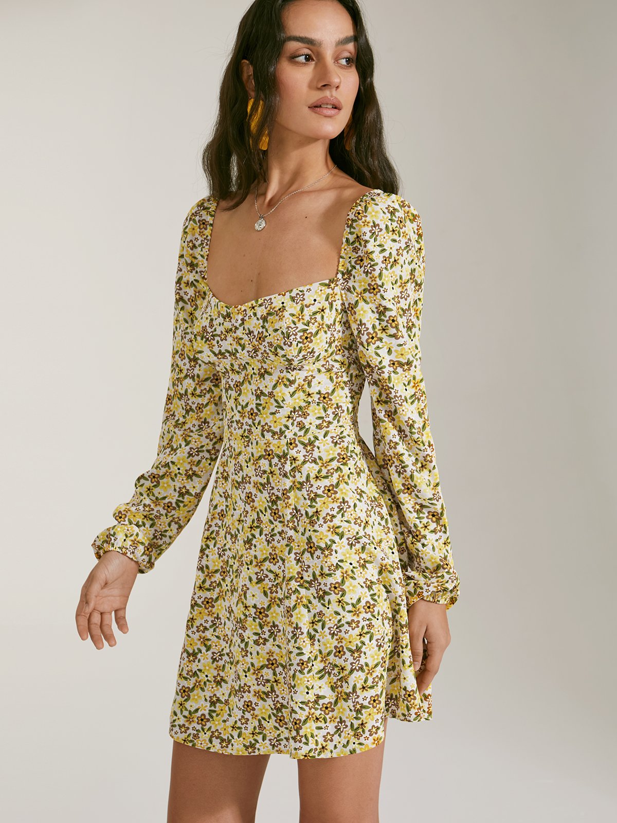 Floral Sweetheart Long Sleeve Dress