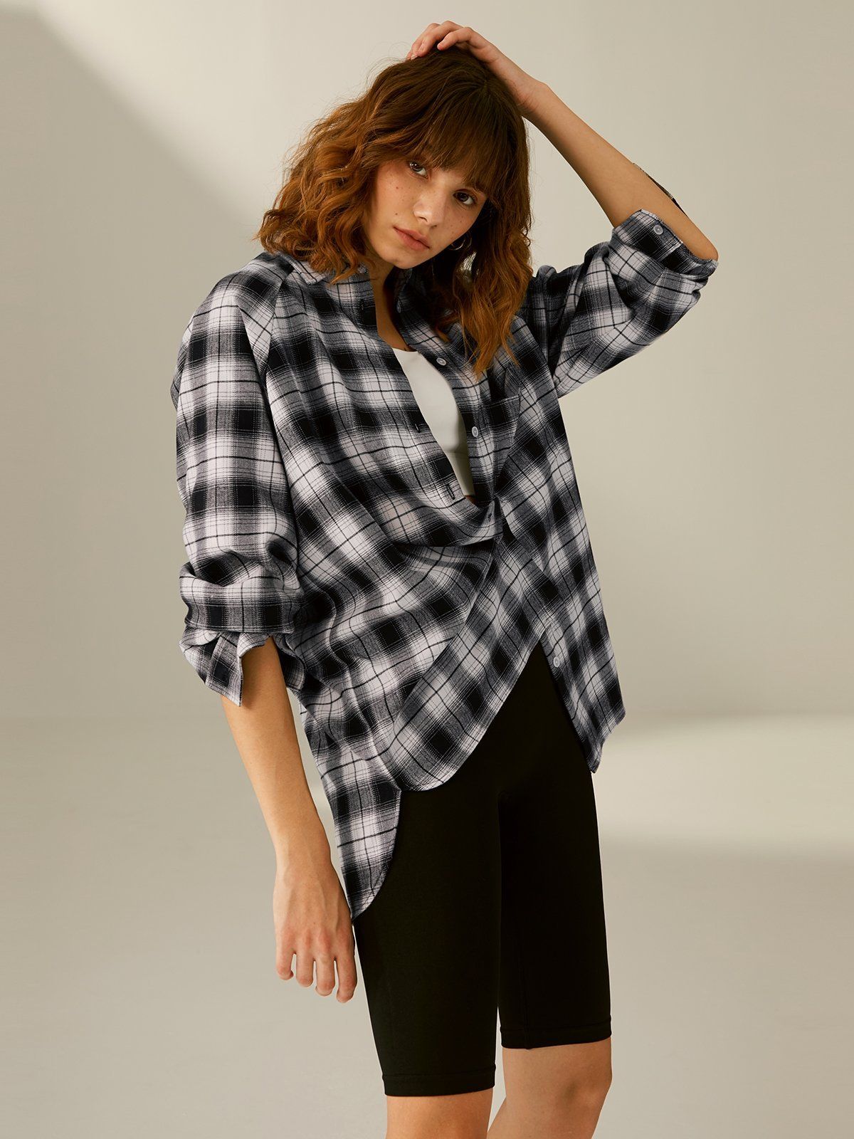 Everyday Oversized Plaid Button Up Shirt