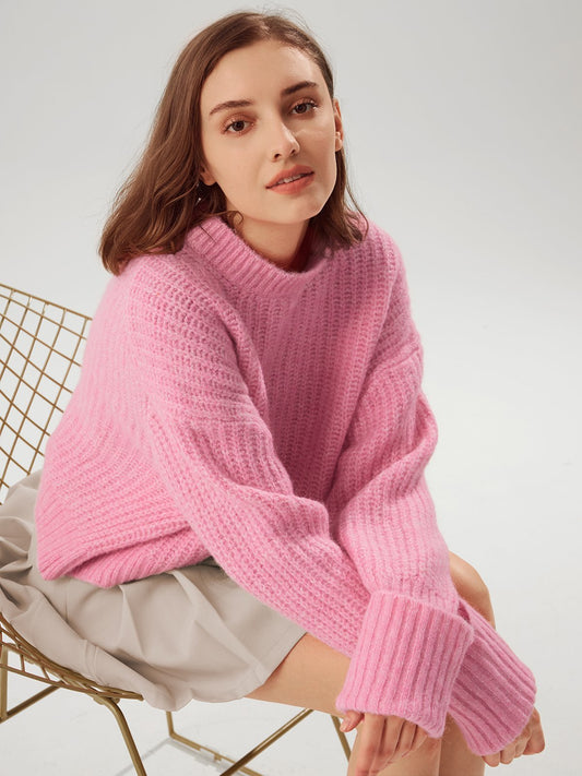 Crosshatch Chunky Wool Mockneck Sweater