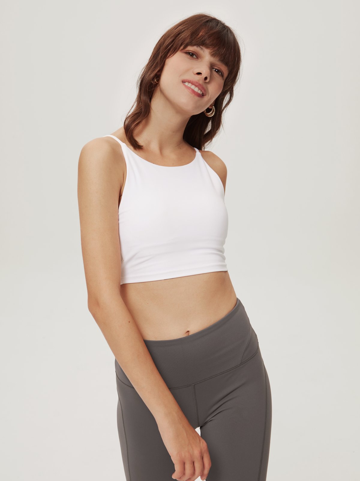 Cropped Plain Mini Strap Tank Top