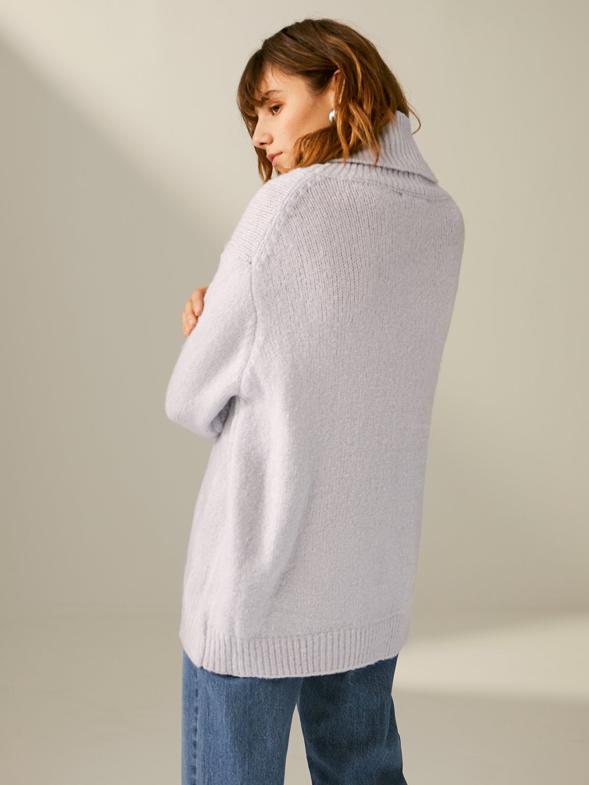 Drop Shoulder Chunky Turtleneck Sweater