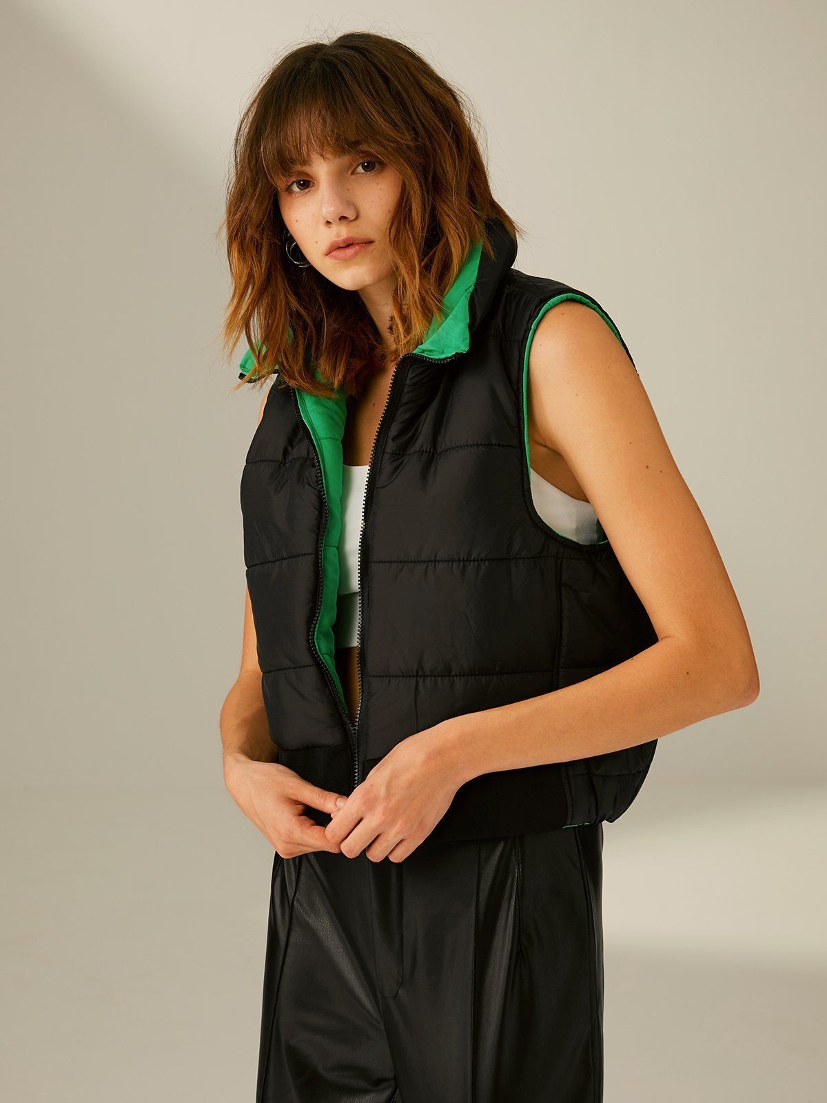 Essential Funnel Neck Puffer Vest