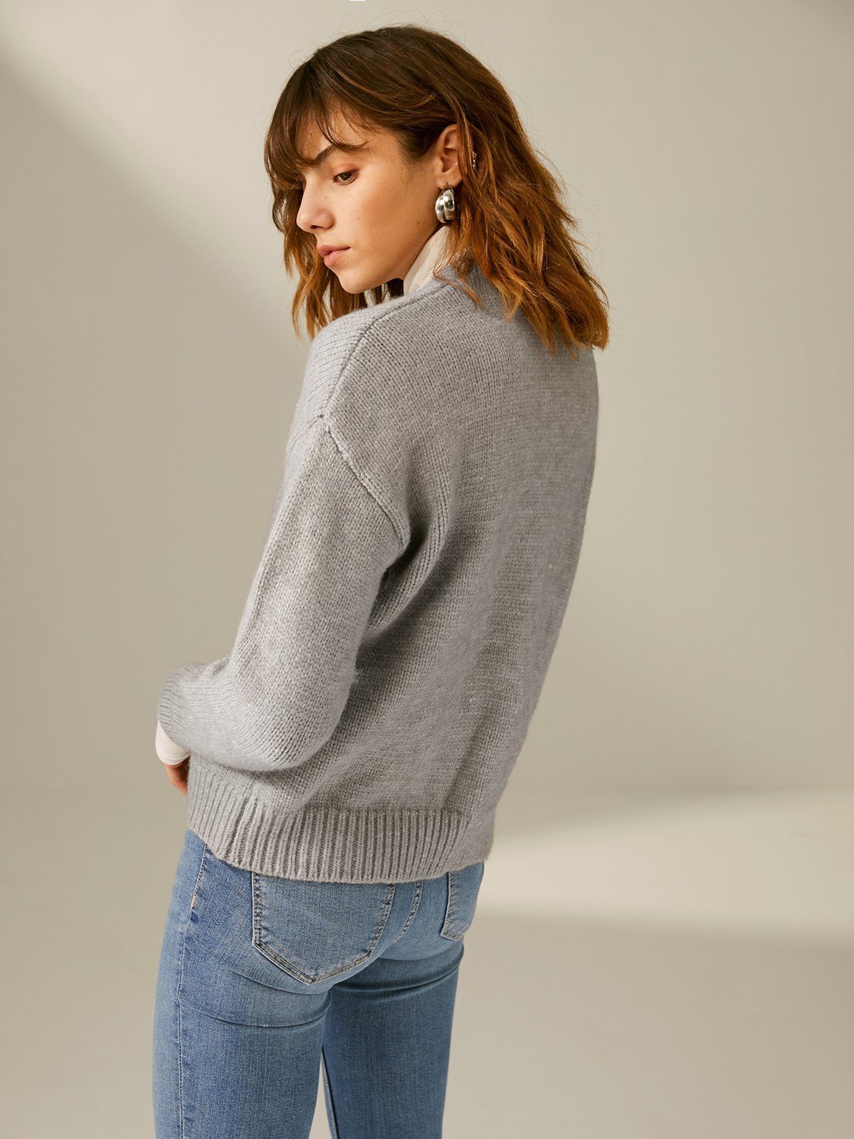 Oversized Drop Shoulder Wool Turtleneck Sweater