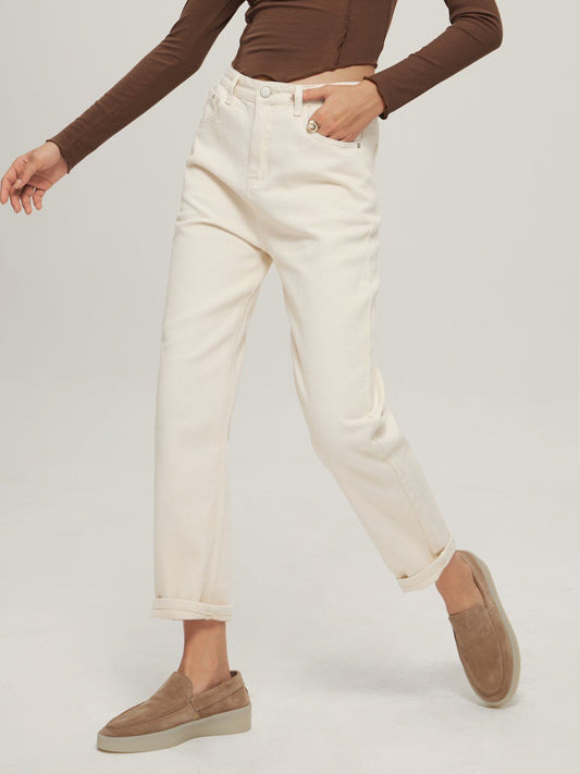 Mid-Rise Straight Leg Jeans