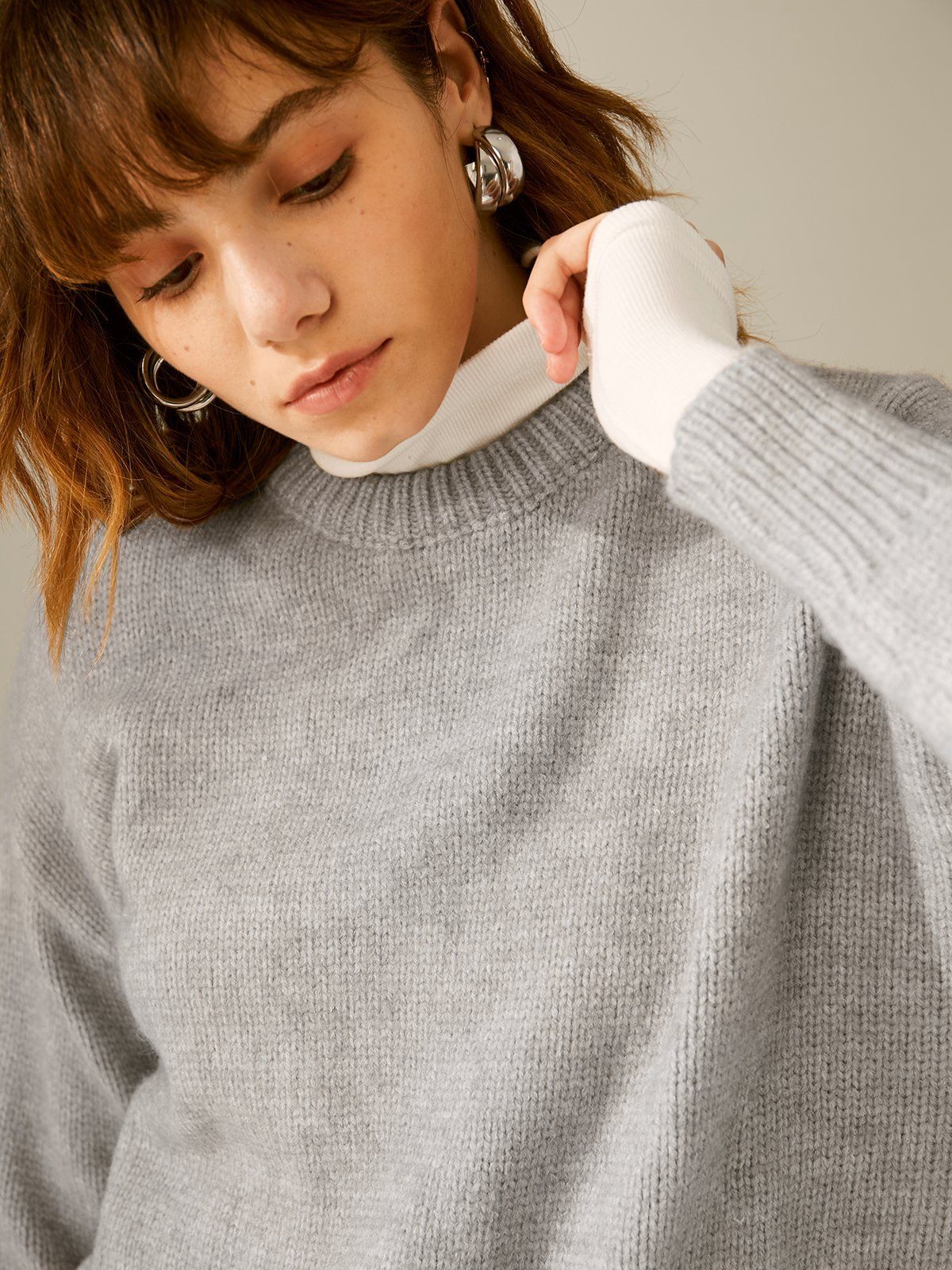 Oversized Drop Shoulder Wool Turtleneck Sweater