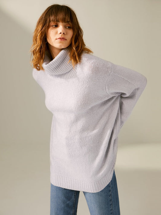 Drop Shoulder Chunky Turtleneck Sweater