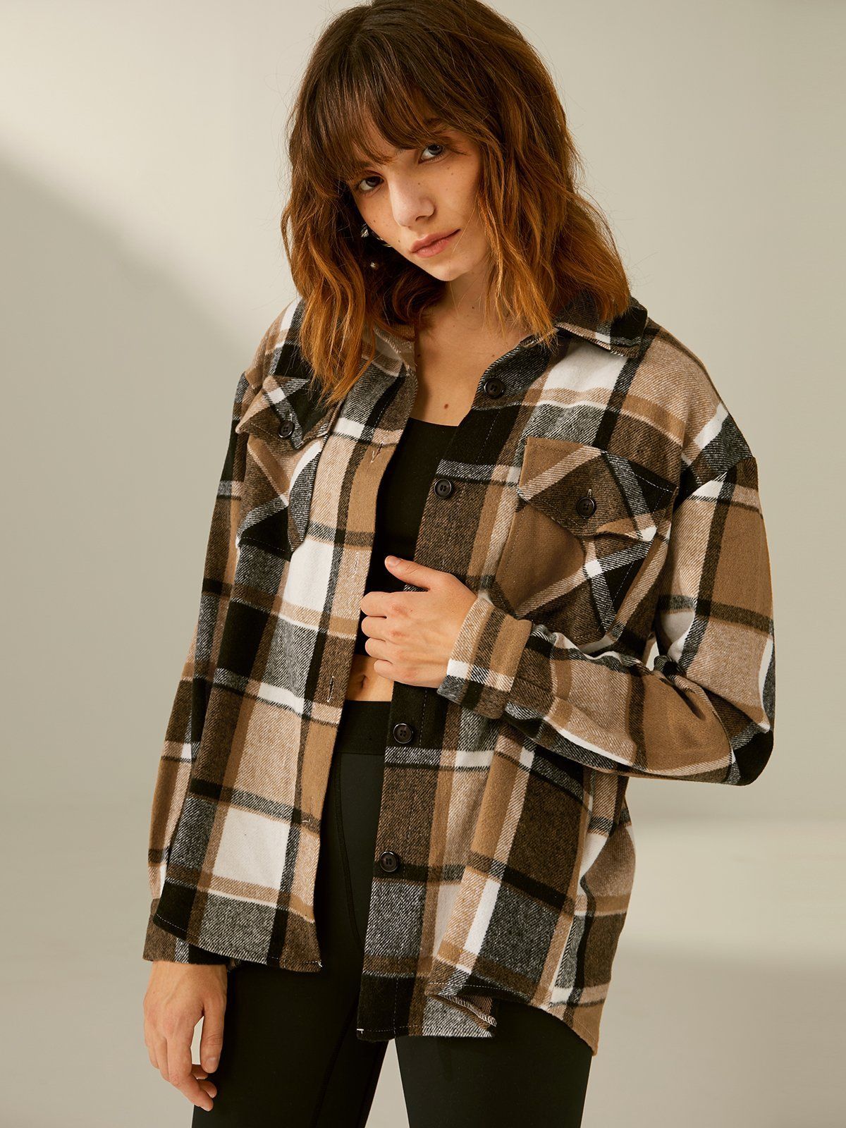 Oversized Double Pocket Flannel Shirt