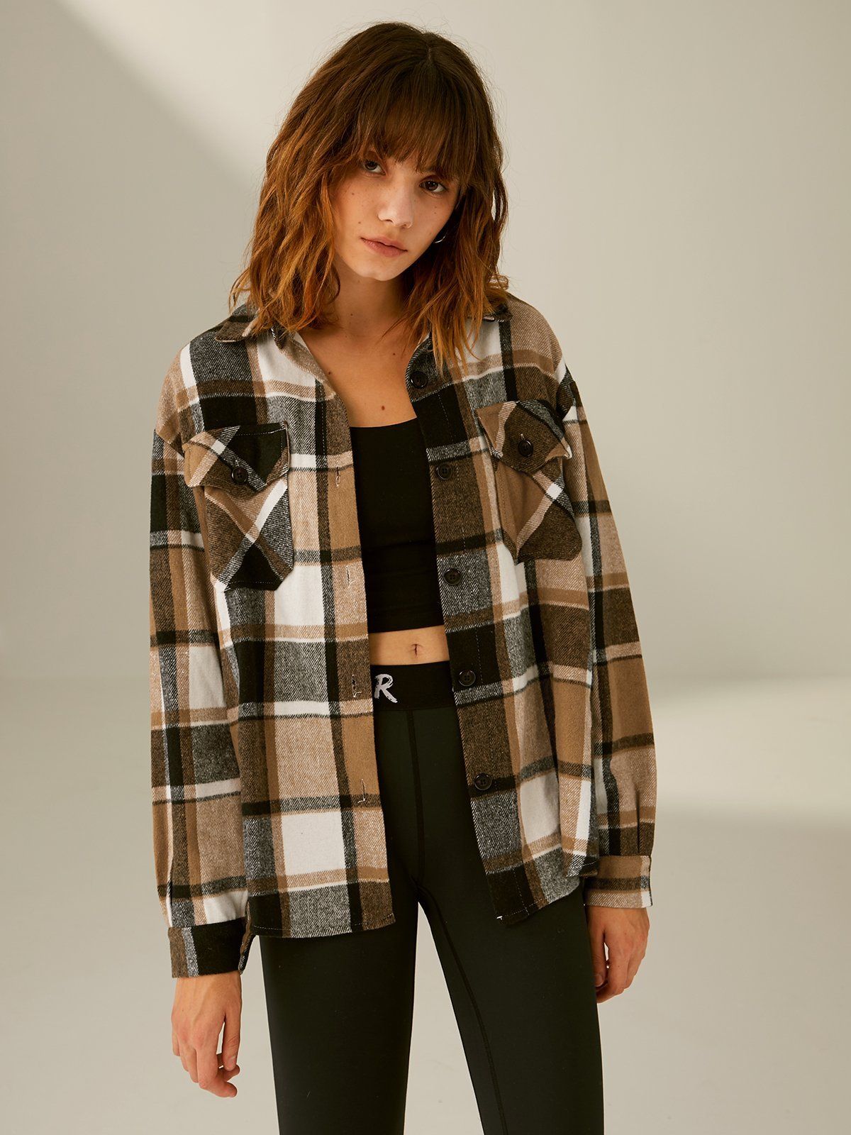 Oversized Double Pocket Flannel Shirt