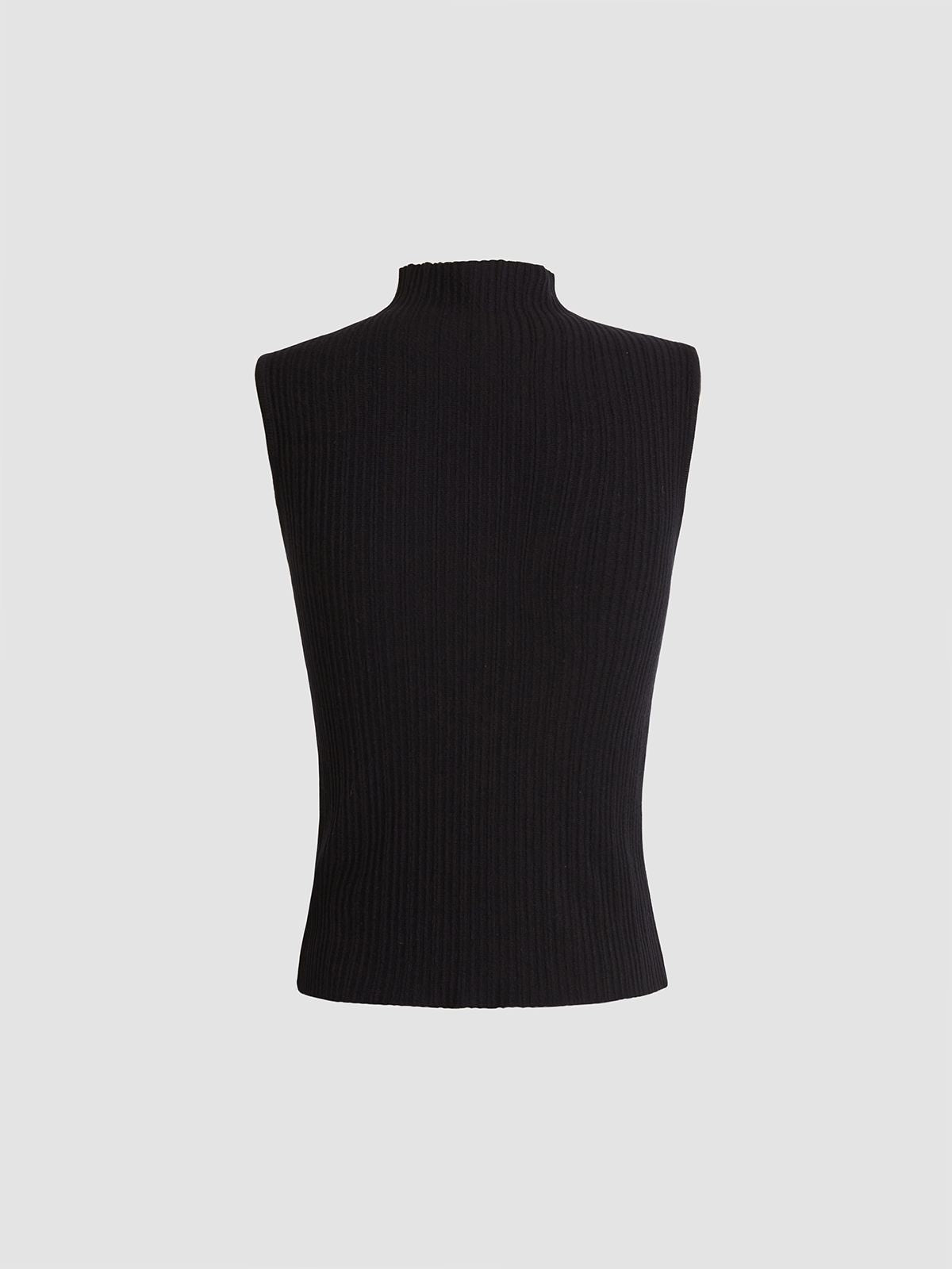 Ribbed Mockneck Sleeveless Top