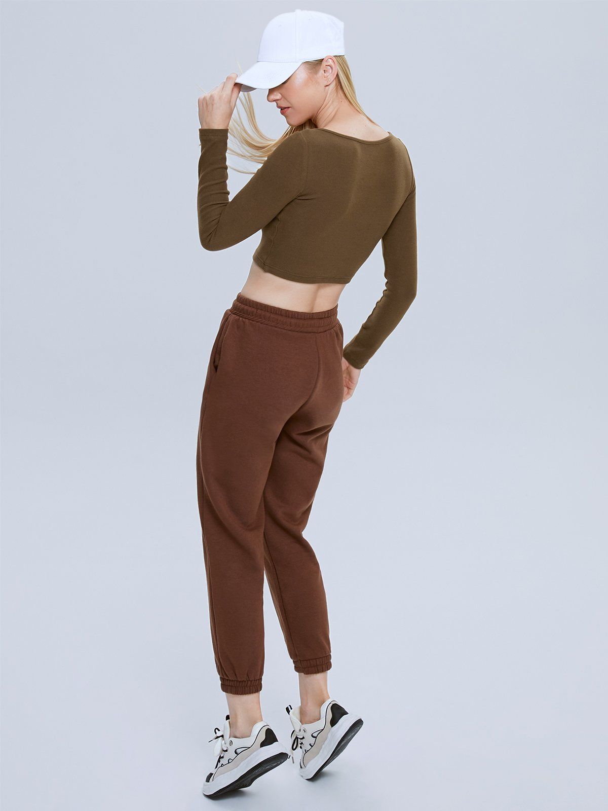 Cropped Square Neck Long Sleeve Top