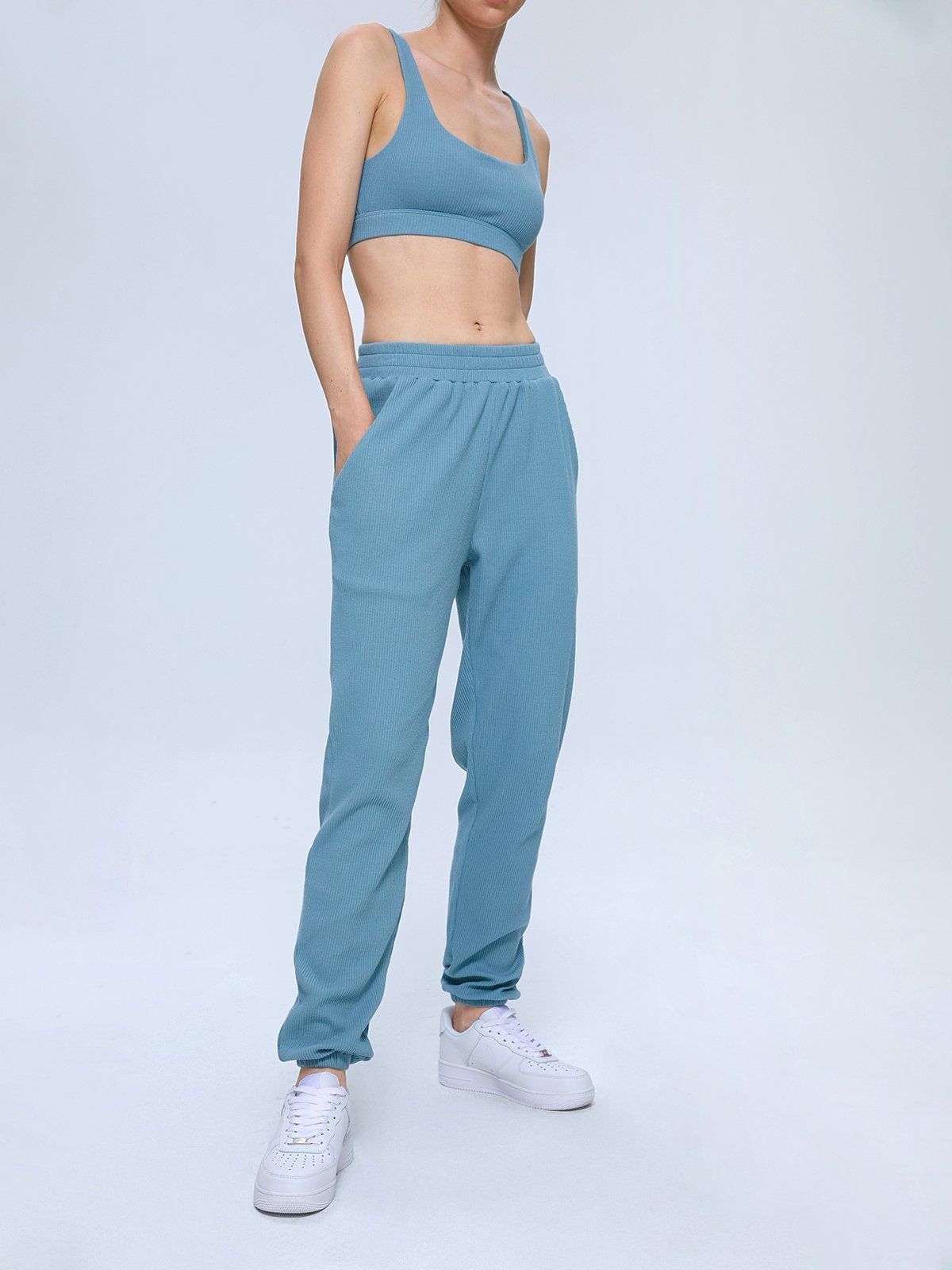 Square Neck Bra and Sweatpants Set