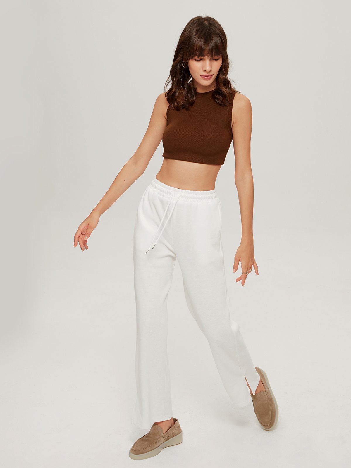 Solid-Colored Lounge Pant with Slits