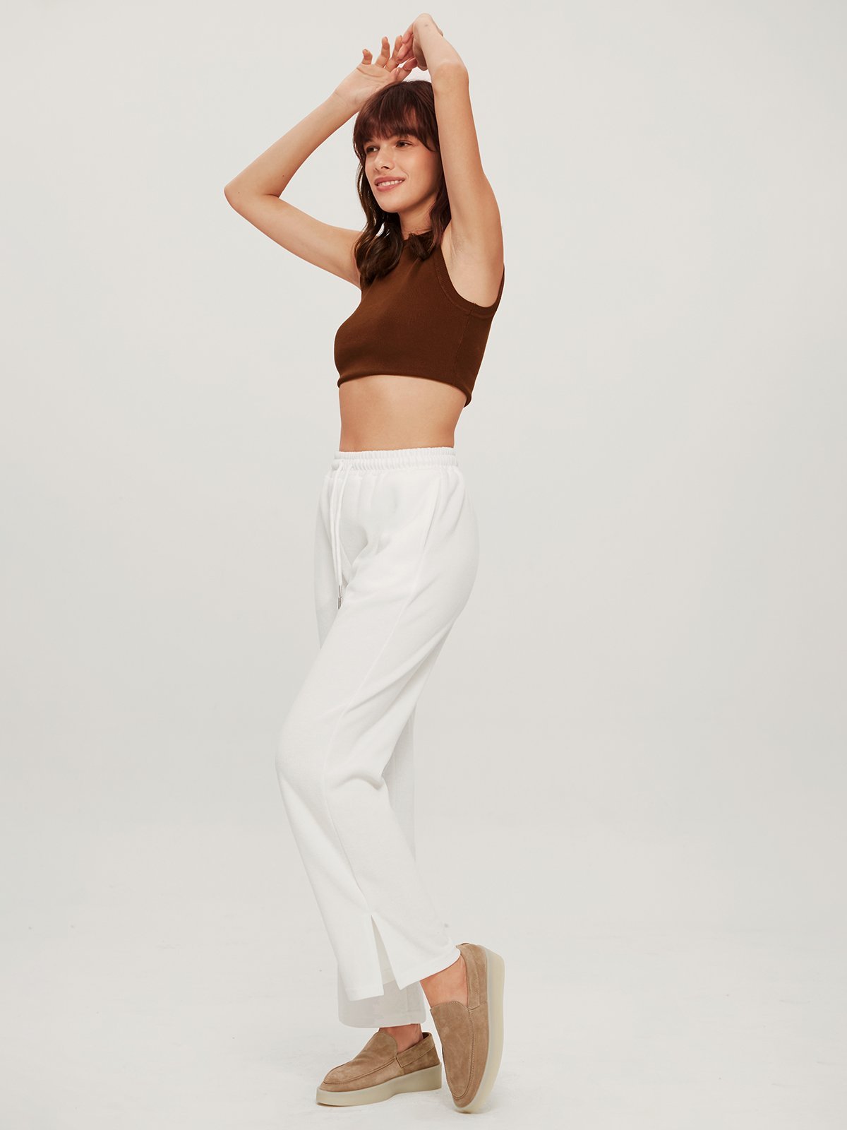 Solid-Colored Lounge Pant with Slits