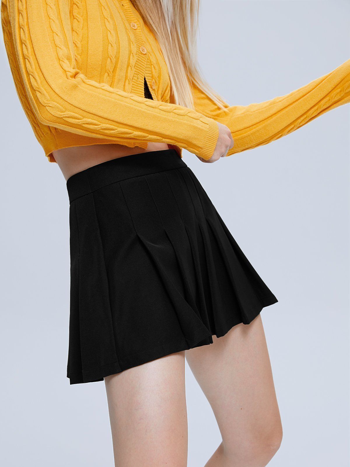 High-Waisted Wide Pleat Tennis Skirt