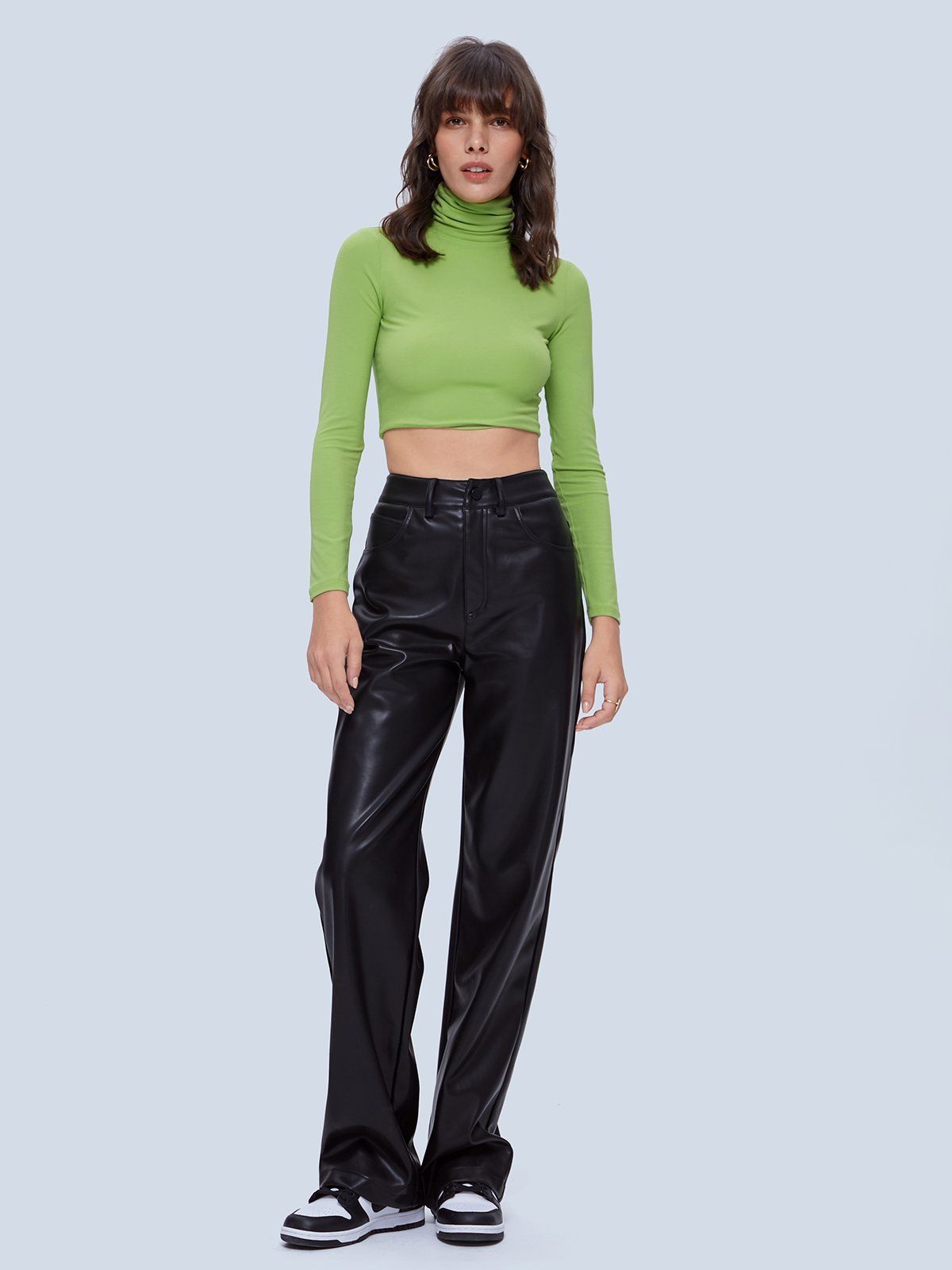 Cropped Long Sleeve Turtleneck Top