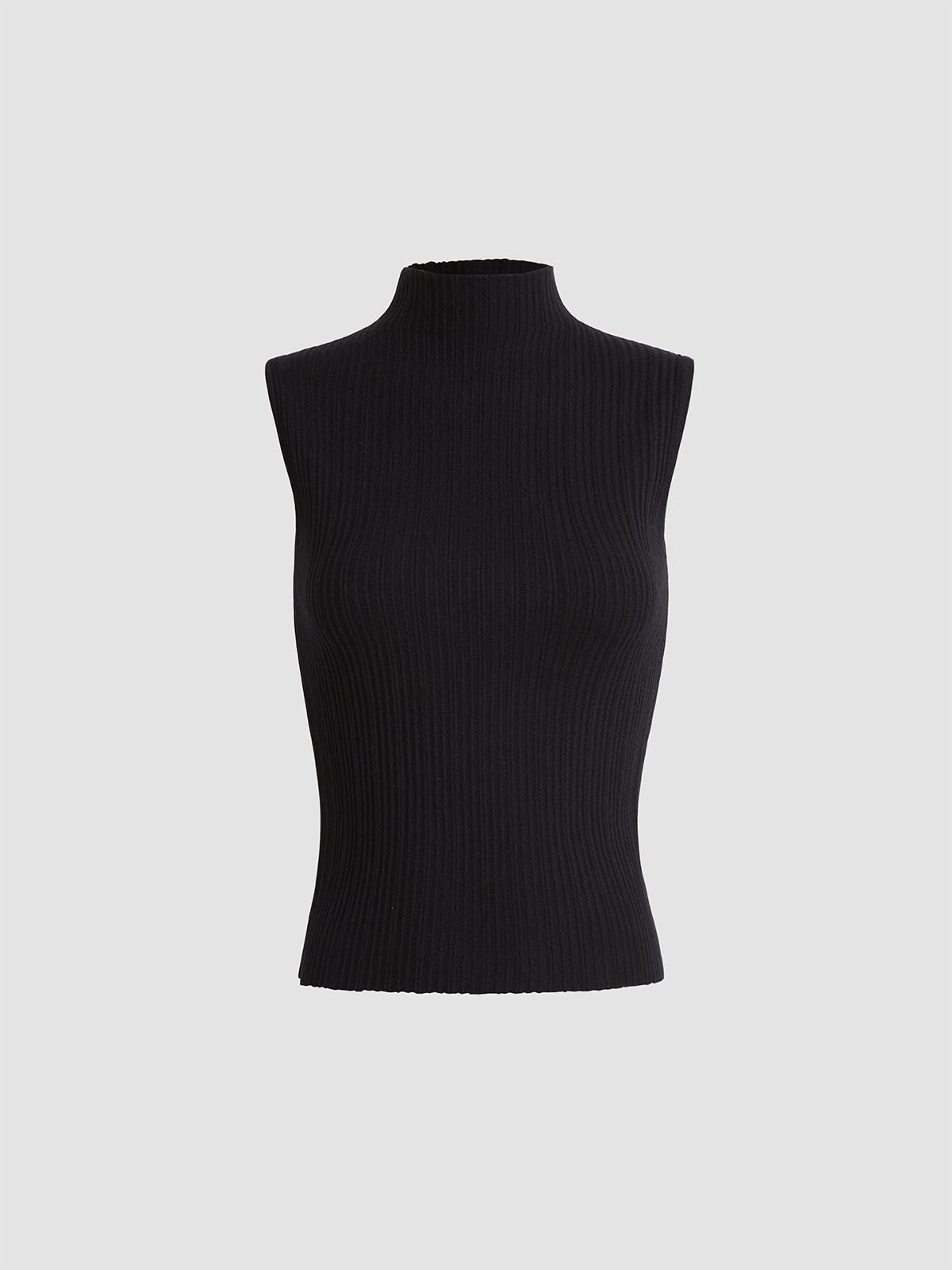 Ribbed Mockneck Sleeveless Top