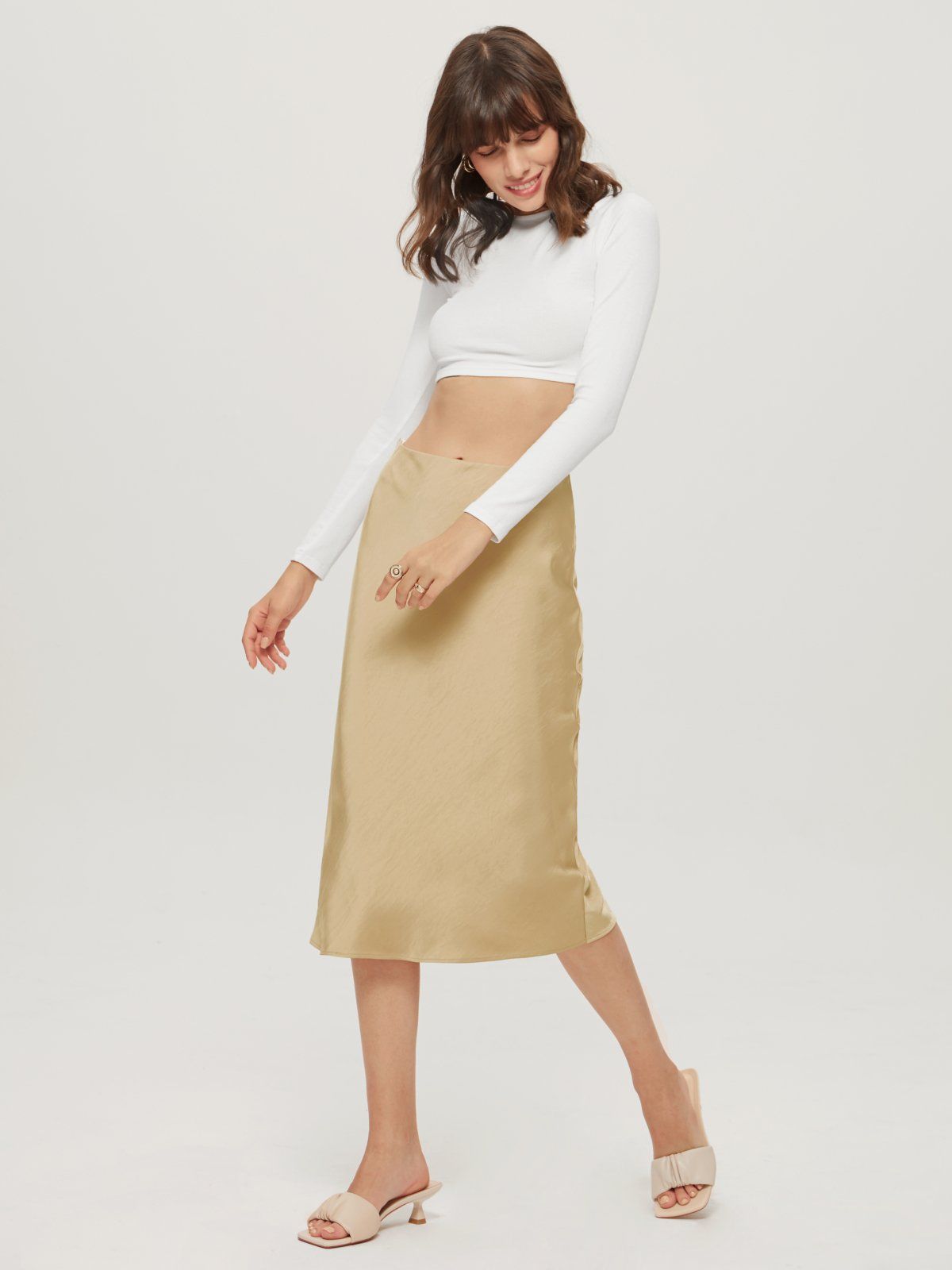 Solid Colored Textured Full Skirt